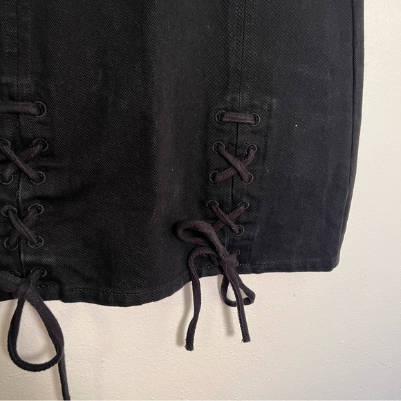 Honey Punch Denim Black Tied Mini Skirt - Picture 5 of 11